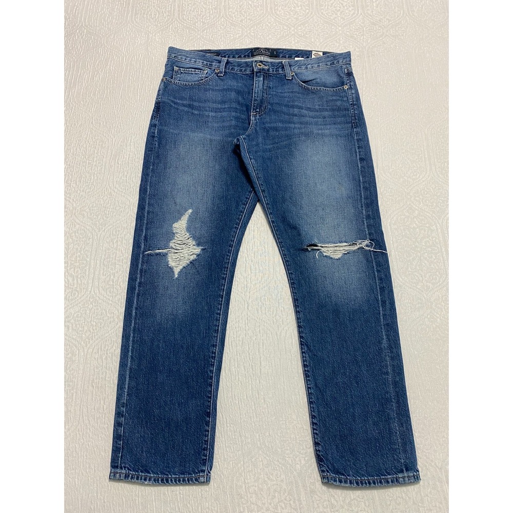 Lucky Brand Jeans Womens 12 Blue Sienna Slim Boyfriend Distressed Cone Denim